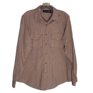 Krazy Kat Long Sleeve Button Up Checked Shirt Flap Pockets Size LARGE